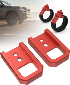 RETRUE Front Tow Hooks with Soft Shackle, 6000Lbs Capacity – Compatible with 2024-2026 Toyota Tacoma, 2025-2026 4Runner, 2024-2025 Land Cruiser 250, Essential Towing Accessory 2pcs, Aluminum Alloy, Bold Look
