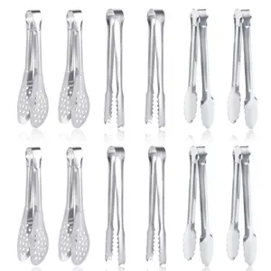 12 Pack Premium Small Serving Tongs, Dmoera Mini Stainless Steel Appetizer Tongs, 5.1Inch (12.7cm)
