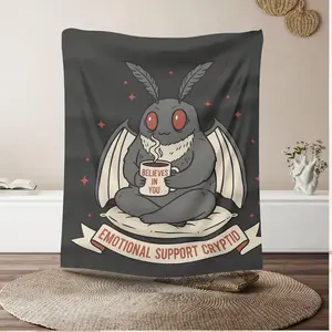 Mothman Plush Blanket | Emotional Support Cryptid Design  Blanket for Home Office Travel Birthday Anniversary Holiday Christmas Halloween