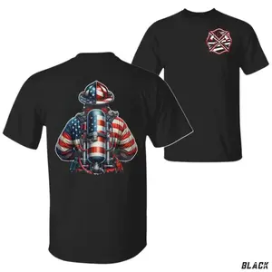 Vintage "American Flag" Firefighter Graphic Tee, Retro Fireman Gear Heritage T-Shirt, Classic Patriotic First Responders Top, Premium Cotton Apparel for Heroes