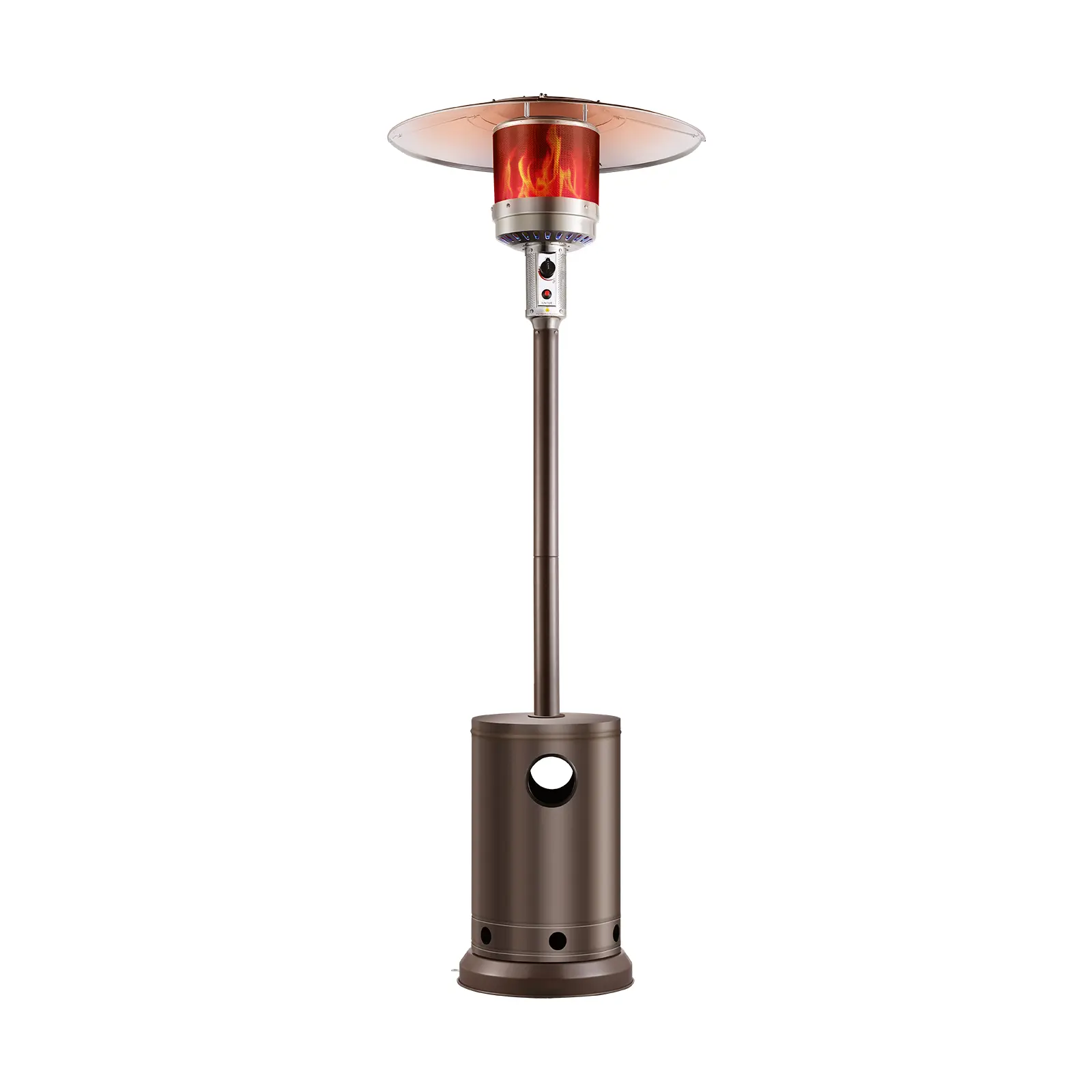 【Summerfinds】VEVOR Patio Heater for Outdoor Use 50000BTU Propane Heater Tall Hammered With Round Table DesignMetal Burner and WheelsFixed Outdoor Patio Flame Heater for PatioPartyBackyardGardenBronze