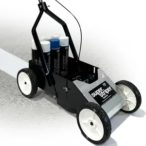 Fox Valley Traffic Super Striper Parking Lot Line Striping Machine Starter Kit - (6 Cans + 1 Machine) 5 White - 1 Blue & Traffic Striping Machine