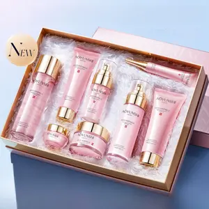 Sakura Anti Aging Hydrating Moisturizing 8 Piece Cleanser Toner Eye Cream Serum Emulsion Cream Sleep Mask Luxury Dual Repair for Smooth Plump Radiant Youthful Glow Skin, Total Care Set Beauty Kit