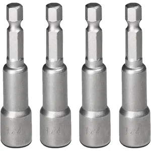 4-Piece Magnetic Nut Setter Bit Set 1/4" Hex Shank for Power Drills