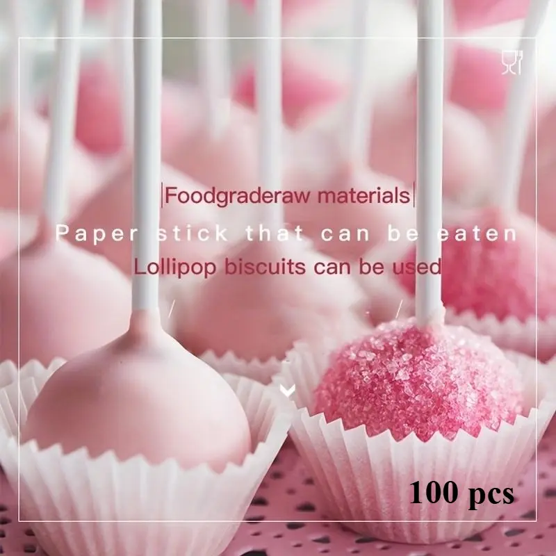 100pcs, Disposable Cake Pop Sticks - Perfect for Cake Decorating, Party Weddings, Desserts, and More - DIY Chocolate, Dessert, and Cheese Stick Baking Tools - Kitchen Gadgets and Accessories for Home Kitchen Supplies