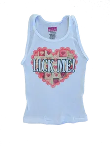 LICK Stamped Valentine's Day Inspired Cutesy Tank Top Ribbed Crop Top Graphic Tank 2000s Y2K