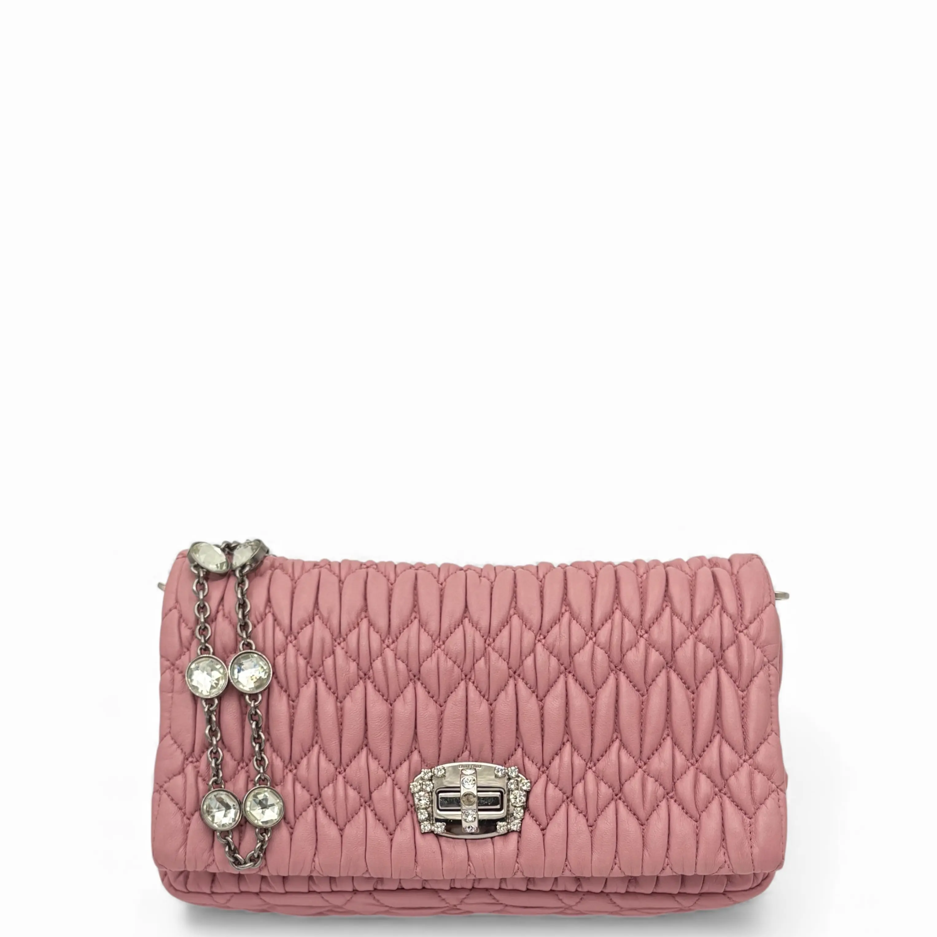 Pre Loved Miu Miu Matelasse Miu Miu Black Matelasse Crystal Flap Bag | Pre-Owned The  main image 3