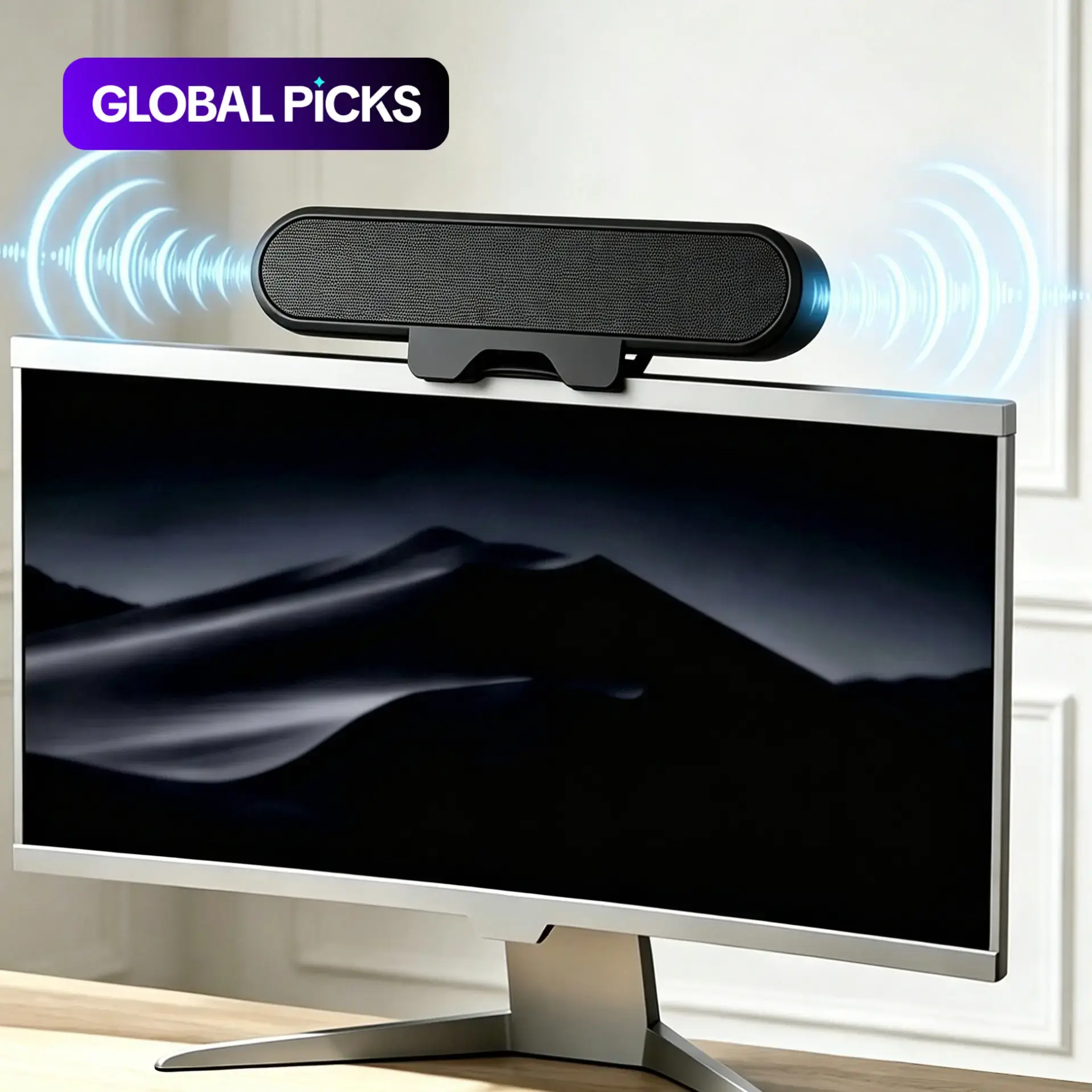 Computer and Monitor Sound Bar Speaker, PC Speaker, Adjustable Clip-On Space-Saving Wired Speaker with Stereo Sound, Adjustable Volume, Easy to Clip onto Monitor, Suitable for Laptops, Gaming & Home Use #GLOBAL PICKS
