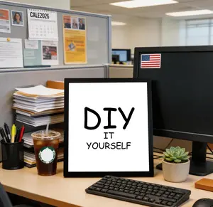 Customizable Black Wooden Photo Frame - 20cm x 20cm, Healing-Style DIY Desktop Decoration artwork frame