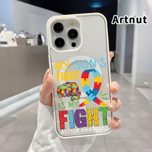 Compatible with iPhone iPhone 17 Pro Max 16 Plus 15 14 13 12 11 Air E Autism Battle Bond Pattern Shockproof Non-Yellowing Crystal Transparent Acrylic Soft Case Supports Wireless Charging.