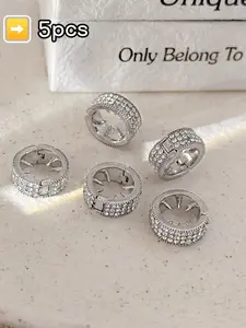 5 Pcs Mini Zinc Alloy Hair Claw Clips, Sparkling Rhinestone Hair Clips, Small Non-Slip Hair Clips, Anti Slip Clips for Women/girls, Daily Wear, Photo Essential