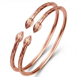 Cocoa Pods Tulip Bulb Pure Copper West Indian Bangles, 1 pair