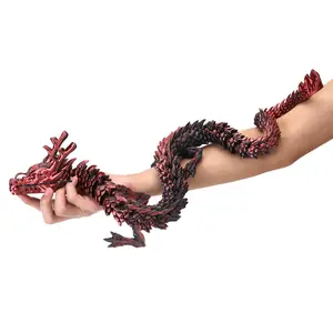 35.4-Inch Giant Black and Red 3D Printed Dragon Statue with Flexible Movable Joints, Office Home Decor, Room Decor, Car Desktop Ornament, Ideal Festival Gift Figurine
