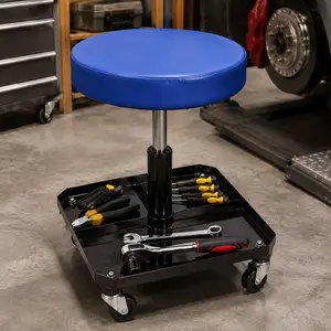 Littleox 250 LBS Rolling Pneumatic Creeper Garage,Adjustable Mechanic Stool with Tool Tray Storage