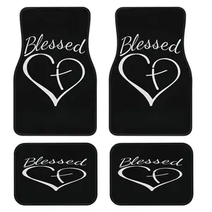 4-Piece Blessed Heart Pattern Car Floor Mats Set, Car Accessories, Universal Fit for All Vehicles, Stylish Interior Decor, Easy Clean, Comfortable Protection
