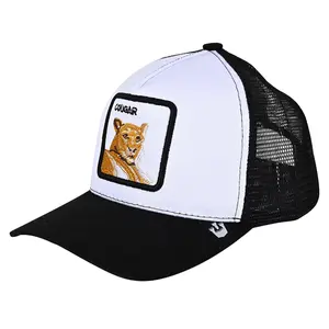 Animal Baseball Cap Cartoon Mesh Embroidery Truck Driver Cap Black Panther Cock Wolf Mesh Cap Outdoor for Hat Dad Breathable Lightweight
