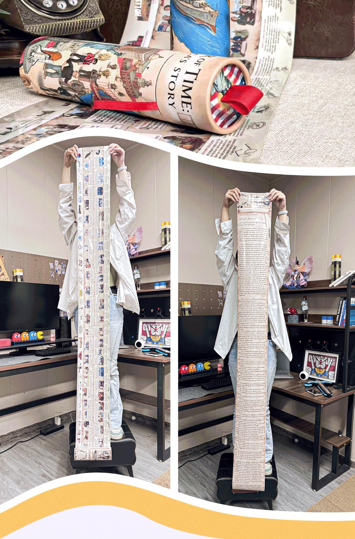 U.S. History Timeline Scroll American History Chart Illustrated Historical Events Poster 2 Meter Educational Timeline for Kids Teens Adults Classroom Wall Decor with Color Coded Milestones Famous Landmarks Inventors Presidents and Era Objects