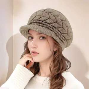 Cold Weather Warm Slouchy Beanie Hat For Women, Elastic Soft Knitted Ear Flap Bonnet With Fringe Trim, Easy Care Machine Washable Stylish Winter Head Decor