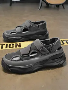 Men's Outdoor Breathable Sandals, Hollow Out Anti-Slip Slip-On Shoes, Comfortable Lightweight Footwear for Daily Use & Travel