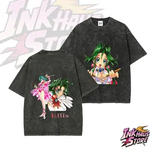 Ellis ,a prominent female character in the 3D fighting game series *Battle Arena Toshinden*.--Short Sleeve Cotton Unisex Retro wash Tee