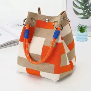 Boho Woven Bucket Bag for Women, Handmade Knitted Crochet Shoulder Bag, Lightweight Summer Beach Vacation Bag, Stylish Bohemian Handbag for Travel, Daily Use and Holiday Outfit