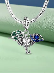 1pcs New Design Elephant Demon Eye Lucky Symbol Charm Beaded Charm DIY Jewelry Making Kit for Bracelet Creative Craft Material Holiday Gift Animal Pendant Women Birthday Gift Daily Wear Accessories