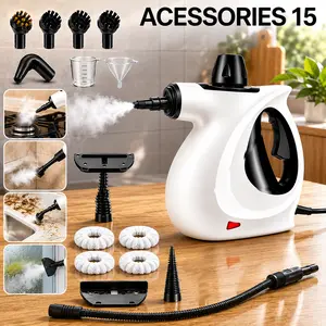Powerful Handheld Steam Cleaner for Kitchen, Sofa, Bathroom & Car, Portable Chemical-Free Steamer with 15 Attachments