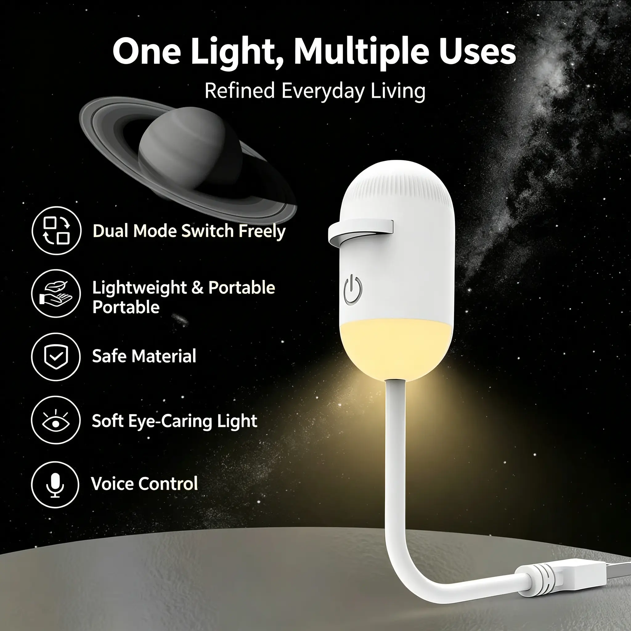 Star Projector Lamp, USB Eye-Care Starry Sky Night Light for Bedroom Bedside Sleep Lighting