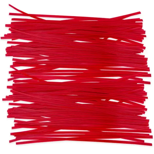 International Plastics TT-PL-8R1 8 in. Red Plastic Twist Ties - 0.8 lbs Pack of 1000 - for Bags (Trash, Bread, Party Favor)