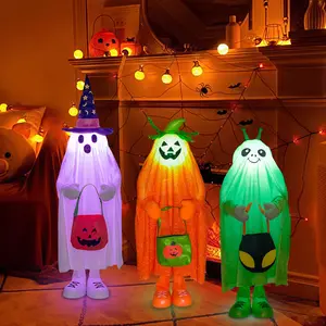 Light Up Ghost Design Halloween 2025 Decoration, 1 Count Cute Ghost with LED Light, Halloween Decorations for Home Party, Festive LED Lighted Ornaments, Outdoor Decorative Lights White