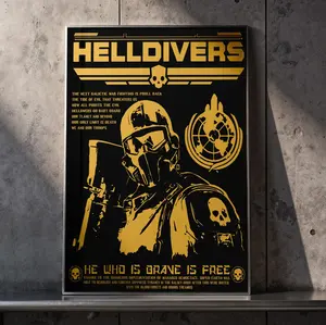 Helldivers 2 Super Earth Propaganda Poster Premium Wall Art High-Definition Gaming Room Decor for PC Gamers & PS5 Fans - The Galaxy's Last Line of Offence - Managed Democracy Collection