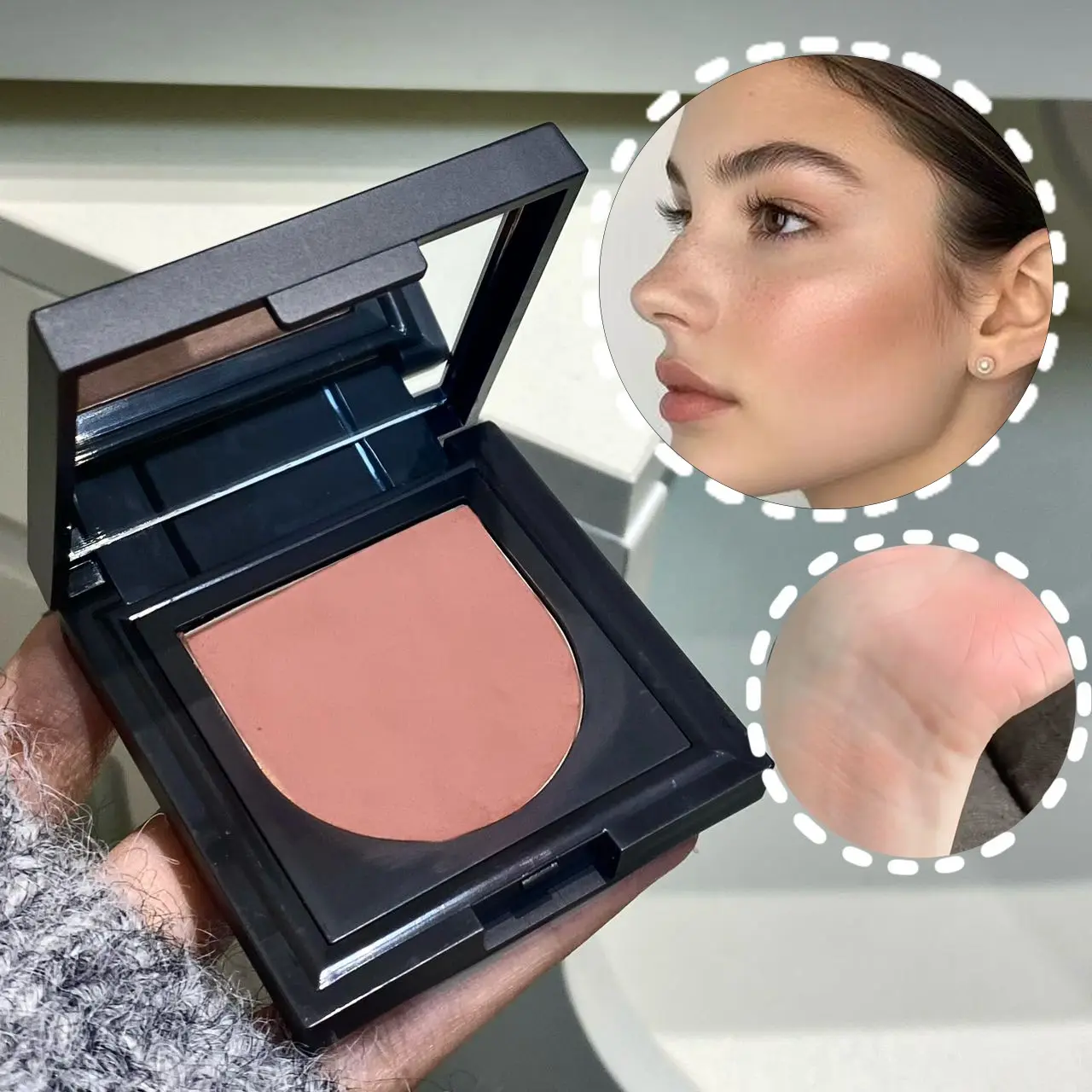 6-color simple black small square box potato mash powder compact blusher dark brown low saturation matte finish facial contour enhancement complexion correction skin color anti sweat waterproof Beauty Cosmetics Makeup