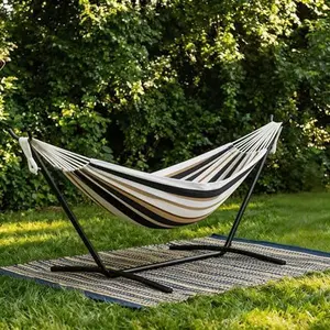 Double Hammock with Steel Stand  2 Person Hammock Bed with Carry Bag, 450lb Capacity Outdoor Indoor , Portable & Easy Assembly