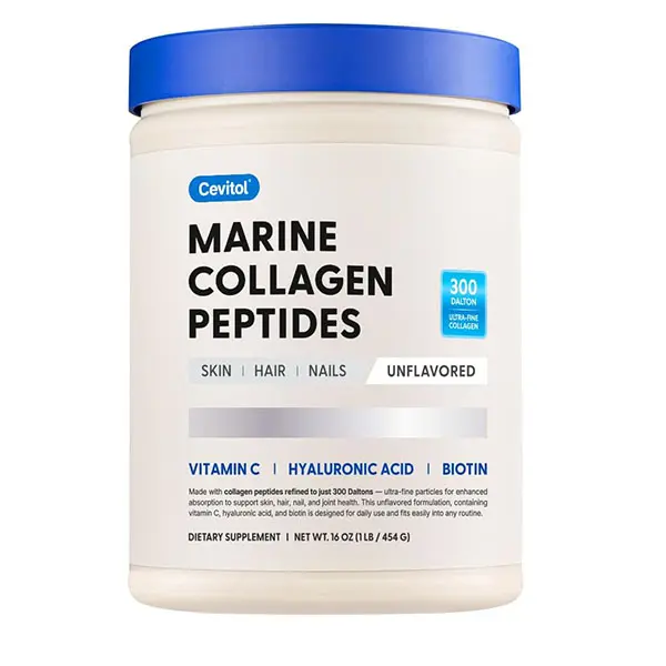 Marine Collagen Peptides Powder, Hydrolyzed Ultra-Fine Type I & III Collagen with Hyaluronic Acid, Biotin & Vitamin C, Supports Skin, Hair, Nails & Joint Health, Non-GMO, Unflavored, 16 oz