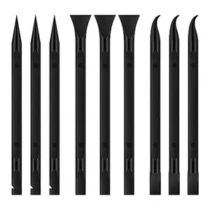 9 Pieces Plastic Scraper Tool for Tight Spaces, Non-Scratch Kitchen Scraper Cleaning Pen, Perfect for Remove Stickers, Labels, Oil Stains, Food, Dirt (Black)