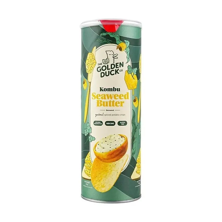 Golden Duck Seaweed-Butter Potato Crisp Snack, 125g, Crunchy Crisps & Puffed Snacks Made with Potato Flakes, Glucose Syrup and Parsley