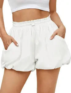 Fisoew Womens Summer Bubble Shorts Casual High Waisted Workout Puffy Shorts with Pockets Clothes Womenswear summer bottoms