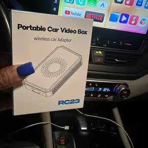 【ValentinesDay】LAMTTO Wired to Wireless Carplay Adapter【Not support for Tesla & BMW】Supports Netflix/Youtube/TikTok APP to Play Video on a Car Screen (Do Not Support Vehicles with Built-in Wireless CarPlay) ,Your Entertainment Co-pilot on the Road!