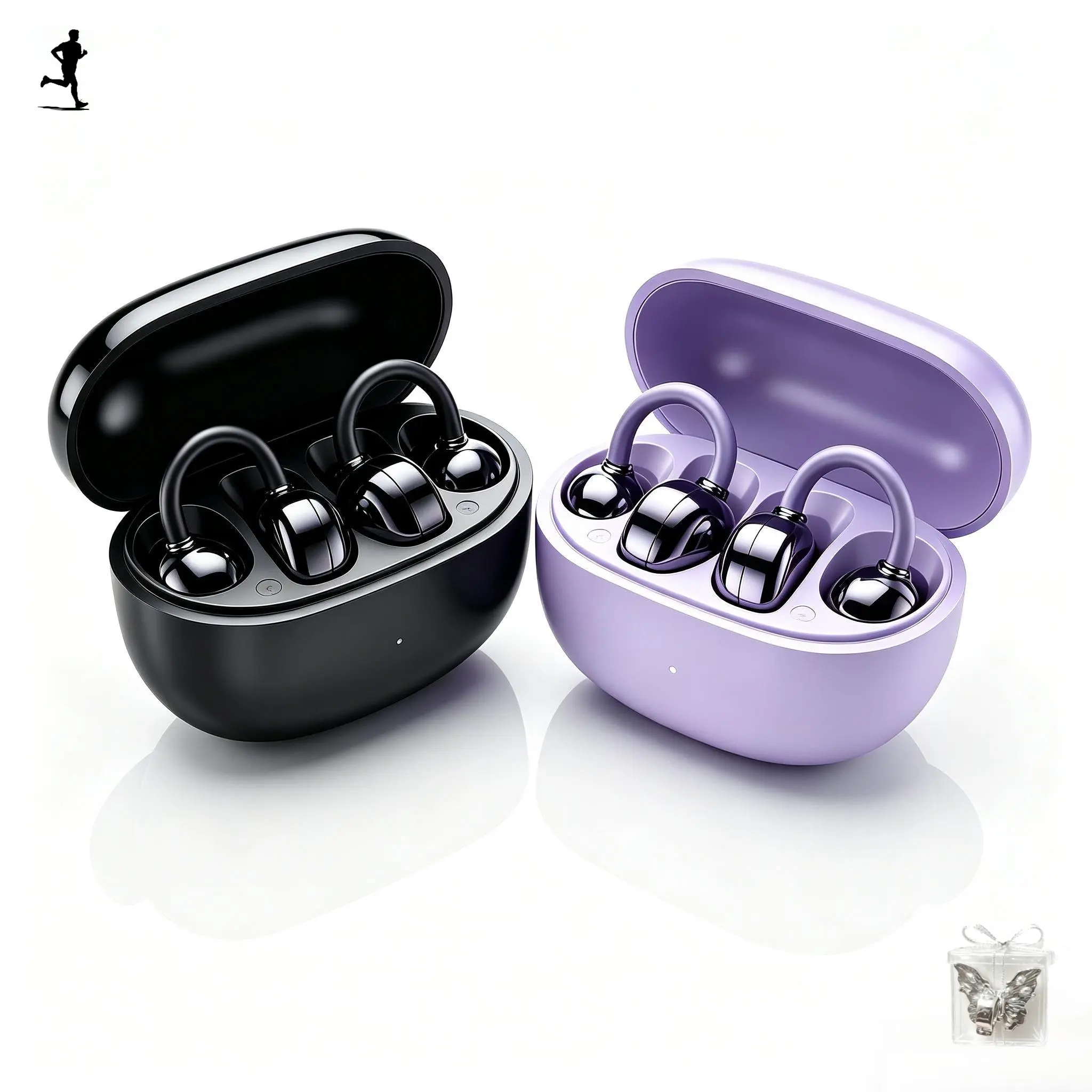 S19 clip on earbuds, Bluetooth 5.4- open design, ultra light and comfortable to wear, DIY accessories, high-definition panoramic stereo, IPX5 sweat proof, wireless earphones, suitable for sports, music, and calls, compatible with Android and iOS systems