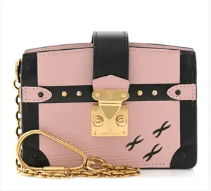 Pre-owned Louis Vuitton Epi leather Shoulder Bags Petite Malle Pink with black trim Very Good S014260405292