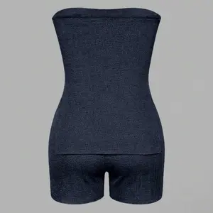 Women's Summer Casual Solid Color Side Slit Tube Top And Shorts  Medium Stretch 2 Pieces Set