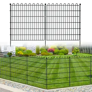 5/ 10 Panels No Dig Decorative Outdoor Garden Fence For Yard, 24/32/40 In (H) Animal Barrier Fencing Rustproof Metal Panel Border For Dog, Rabbits, And Patio Temporary Ground Stakes