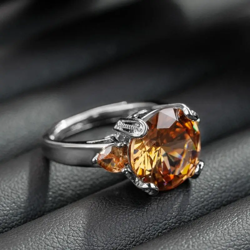 Copper Alloy Synthetic Cubic Zirconia Brown Ring-7002