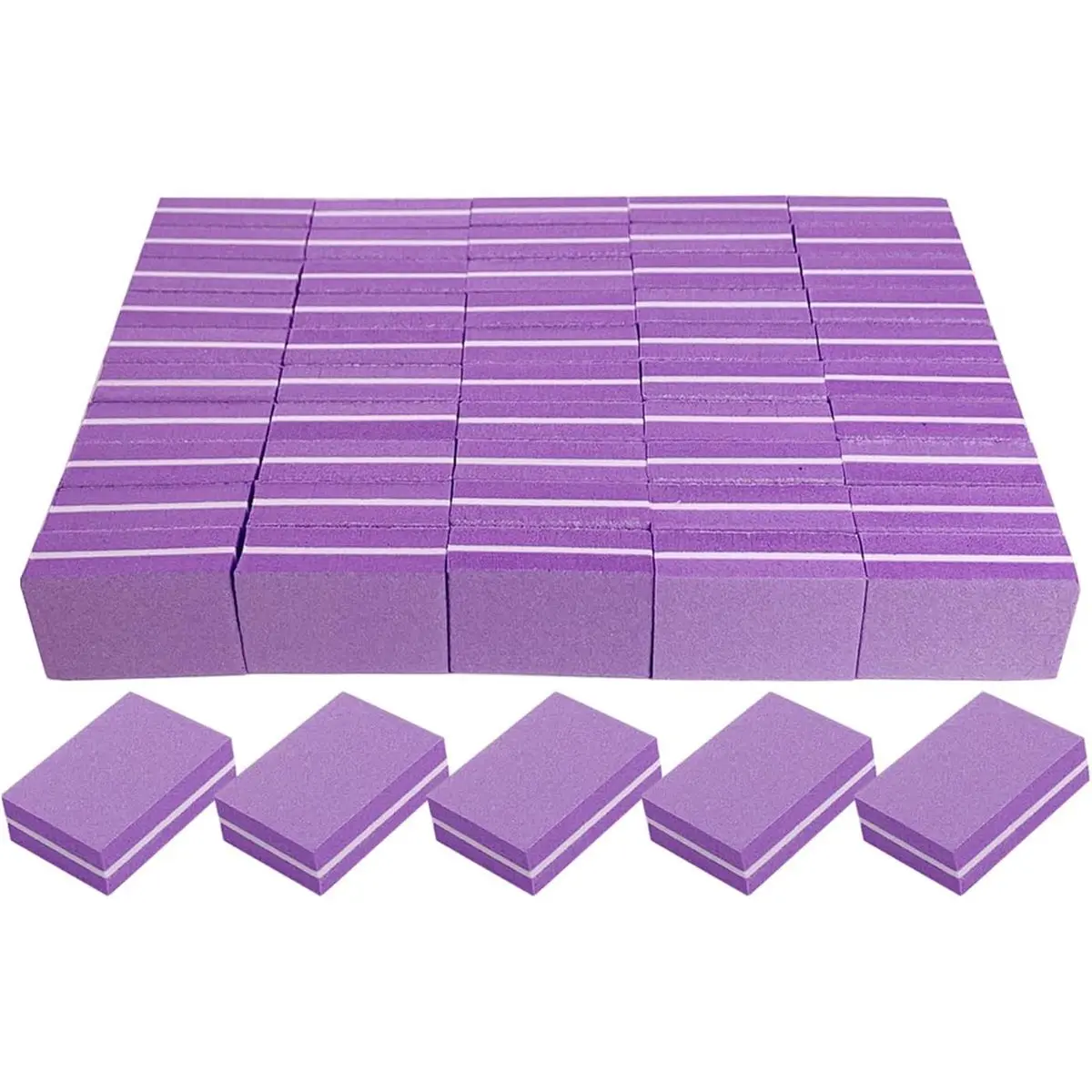 50 Pcs Mini 100/180 Grit Purple/White
