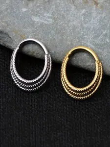1Pc 0.56oz Surgical Steel Piercing Body Piercing Ring Nose Ear Labial Septum Spines Spiral Cartilage Wearing Twist Hoops Hinge Seamless Nose