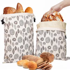Reusable Beeswax Bread Bags (Suitable for Freezers and Refrigerators), 17" x 13" Natural Beeswax-Coated Cotton Storage Bags, Airtight Freshness Bags, Ideal for Homemade Foods and Baking Essentials (2-Pack)