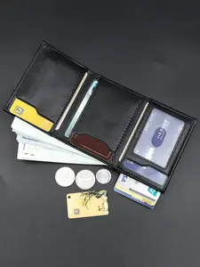 Rfid Microfiber Leather Men Wallets Fashion Card Holder Trifold Wallet Money Bags Smart Slim Thin Coin Pocket Wallet Purse Multi Card Wallet