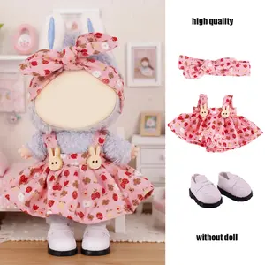 Charming Labubu Clothing Set, Includes Floral Dress, Matching Headband, Leather Shoes, Fits 17cm Dolls, Cute Play and Display Accessories, Doll Clothes Set, Stylish Doll Clothes
