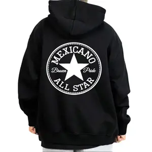 Mexicano Brown Pride Chicano Lowrider Oversized Graphic Hoodie - Medium-Heavy Fabric, Loose Unisex Tops, Comfortable for Men & Ladies, MBPS3 Button-Accented Sweatshirt