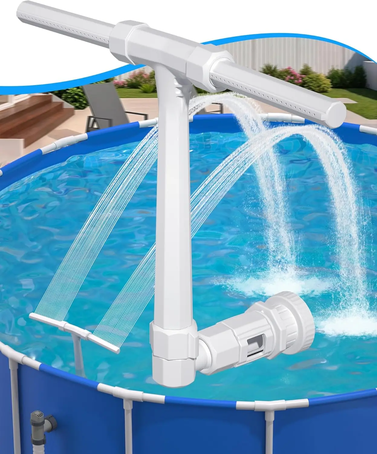 2025 Height Upgrade Pool Fountain - Dual Spray High- Adjustable Waterfall Sprinkler Cooler for Above-Ground & Inground, 360 Cooling Jet & Relaxation Features,White
